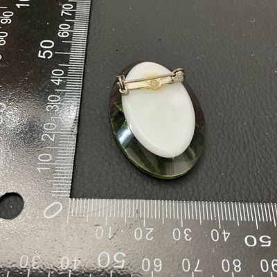 Vintage Oval Carved Resin Rose Brooch Pin