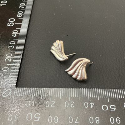 925 Silver Fan / Wing Motif Pierced Stud Earrings