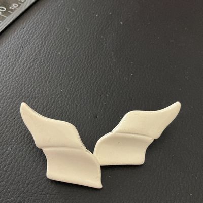 Vintage Off-White Sculptural Winged Post Earrings