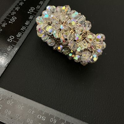 Vintage Japan Aurora Borealis Crystal Beaded Expansion Stretch Bracelet