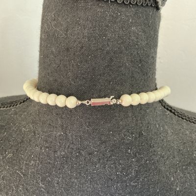 Vintage Off-White Molded Resin or Plastic Beaded Statement Necklace