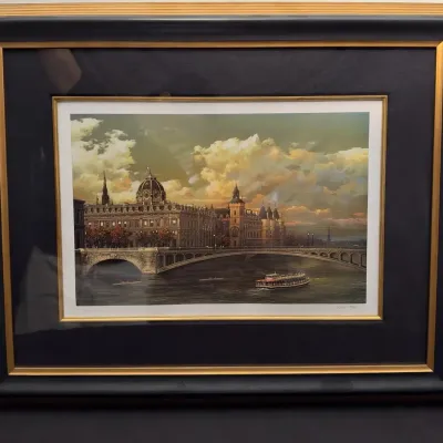 Alexander Chen "The Seine" Signed & Numbered Framed Art Print Paris Lithograph  