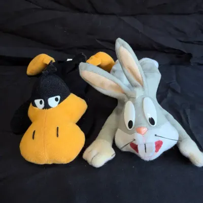 Vintage 1997 Looney Tunes Bean Bag Plush Lot Bugs Bunny & Daffy Duck Play-By-Play  