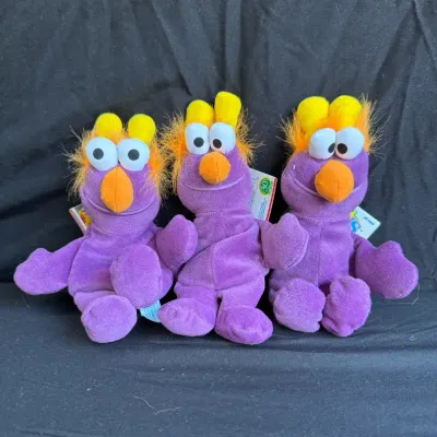 Lot of 3 Vintage 1997 Tyco Sesame Street Beans Purple Honker Plush Toys