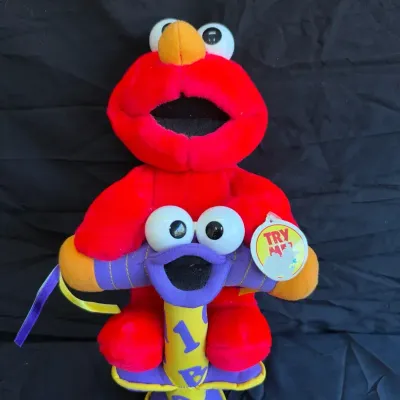 Vintage 2000 Sesame Street Fisher-Price Jump & Learn Elmo Plush Toy 