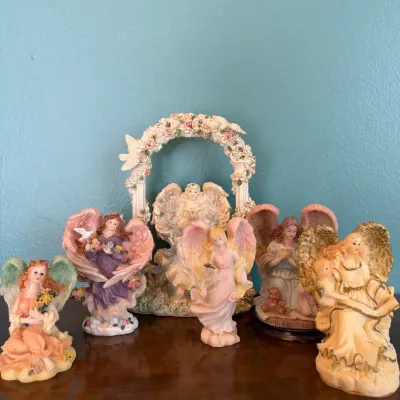 Lot of 6 Vintage Collectible Resin Angel Figurines