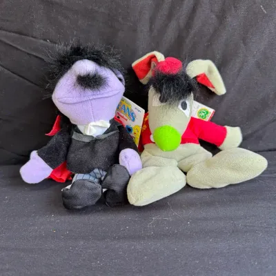 Vintage 1997 Tyco Sesame Street Beans Plush Lot - Mumford & Benny Rabbit