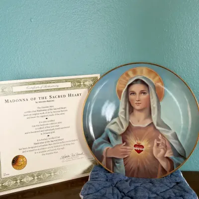 Madonna Of The Sacred Heart By Antonio Barzoni Plate