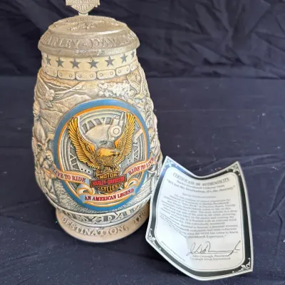 Vintage 2000 Harley-Davidson Beer Stein – "Live to Ride" Collector Edition with COA