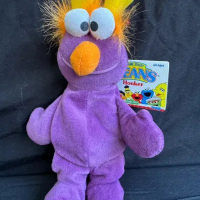 Vintage 1997 Tyco Sesame Street Beans Purple Honker Plush Bean Bag Toy