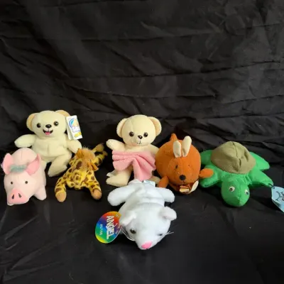 Random Small Stuffed Animal Plush Lot - Set of 7 Mini Beanies