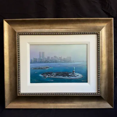  Alexander Chen "New York Gateway - Winter" Signed Embellished Serigraph Canvas Framed
