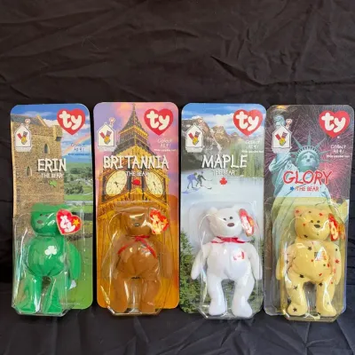 Vintage 1999 Ty Teenie Beanie Babies - McDonald's International Bears (Set of 4)