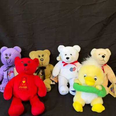 Lot of 6 Vintage Plush Toys - Mixed Ty Beanie Babies & Yellow Duck Plush