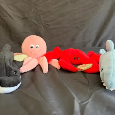 Lot of 4 Vintage Ty Beanie Babies - Ocean Theme Originals (1993-1996)