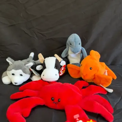  Lot of 5 Vintage Ty Beanie Babies (Digger, Goldie, Echo, Daisy, Nanook)