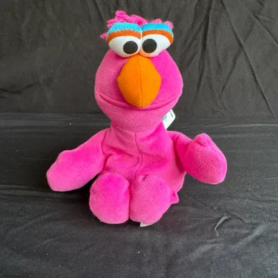 Rare Vintage 1997 Tyco Sesame Street Bean Bag Plush – Pink Telly Monster