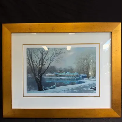 Alexander Chen "Central Park Boathouse - Winter" Framed Signed Print Limited Edition  