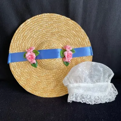 2 Pleasant Company American Girl Doll Hats * Straw Hat With Bonnet 