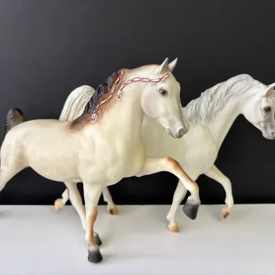 2 ~ Breyer Dapple White Horses * Edition 3,748/10,000 For the Prancing Horse  