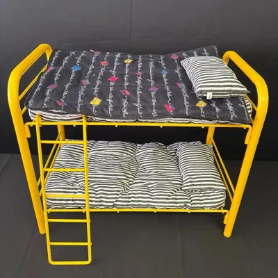 American Girl Yellow Metal Bunkbed with Mattresses and Pillows 
