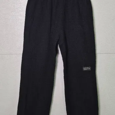 Authenticated WE11DONE Black Wool-Blend Textured Pants: Size S