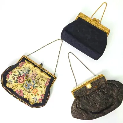 Vintage Evening Bags: Floral Needlepoint, Brocade & Ornate Gold-Tone Frames (3)