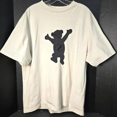 Authenticated We11done Ivory Teddy Bear Graphic T-Shirt: Size M
