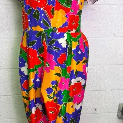Scaasi Nights Floral Silk Sequin Jumpsuit: Women’s Size 12