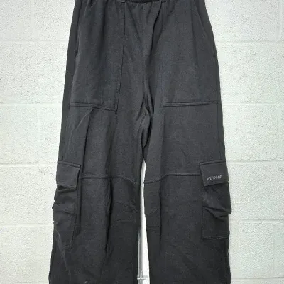 Authenticated WE11DONE Black Cargo Sweatpants: Unisex Size M