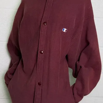 Vintage Champion Reverse Weave Snap-Front Sweatshirt (XL) Made in USA