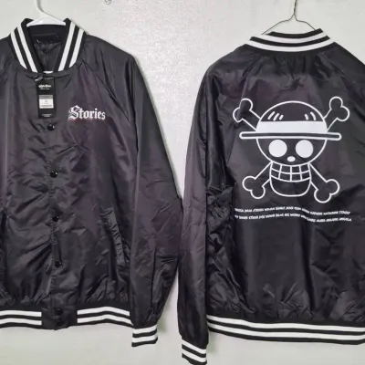 New with Tags Shaka Wear Straw Hat Pirates Skull Graphic Varsity Bomber Jackets (2): Size M