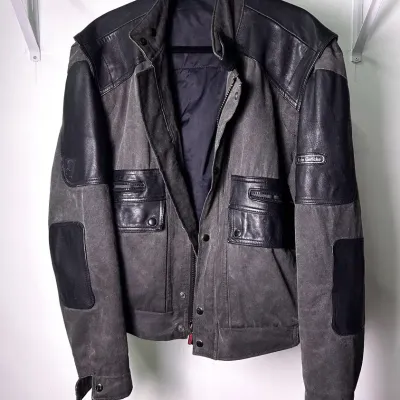 Hein Gericke Cotton & Leather Motorcycle Jacket: Size L Men’s 