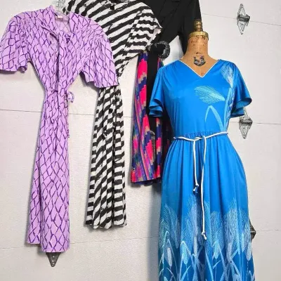 Vintage Alfred Shaheen & More Belted Dresses (4): Size L