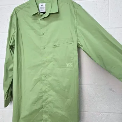 Y-3 Yohji Yamamoto Green Zip-Pocket Button-Up Shirt: Men’s L