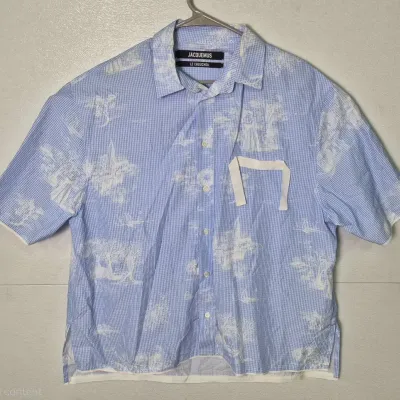 Jacquemus Le Chouchou La Chemise Cabri Blue Toile Shirt: Size 46
