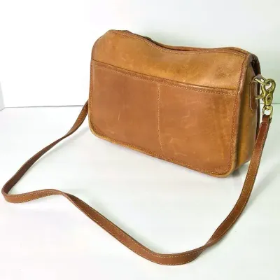 Vintage Coach Brown Leather Flap Shoulder Bag, Made in NYC