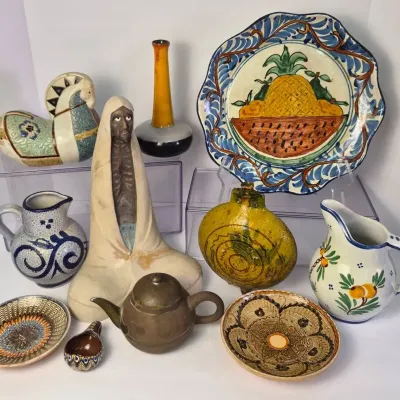 Global Ceramics - Japanese Figurine 13", Horse Coin Bank, Quimper Pitcher & More