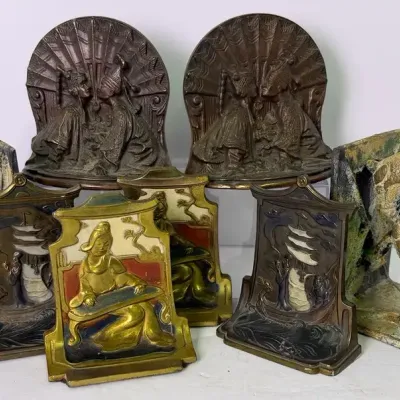 Vintage Asian-Inspired Bookends Including BF&M Co
