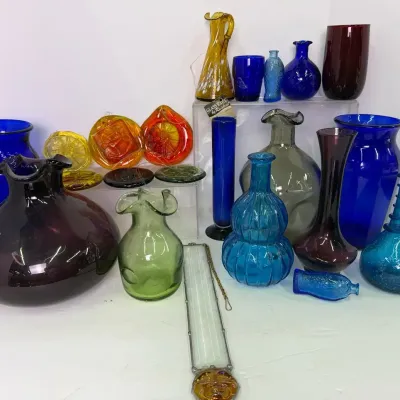 Vintage Colorful Glass - Suncatchers, Cobalt Blue Anchor Hocking Vases & More