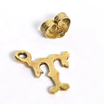 10K Gold Initial "T" Charm & 14K Earring Backing