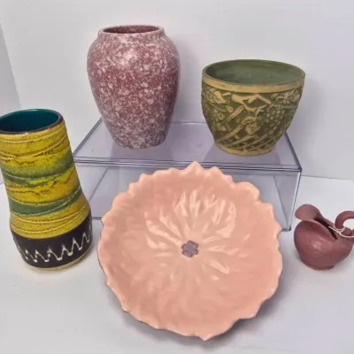 Midcentury West German Vase 7.5" & More Vintage Pottery