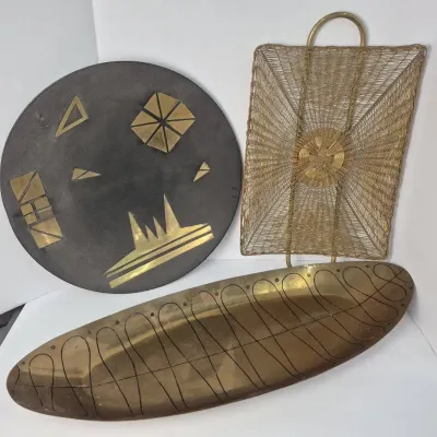 Midcentury Metal Serving & Centerpiece Trays