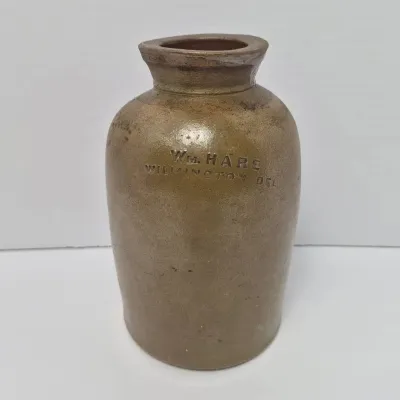 William Hare Salt Glaze Stoneware Crock - Wilmington, DE