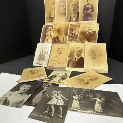 Antique Actor Cabinet Cards & Postcards Including Edwin Booth (John Wilke's Brother)