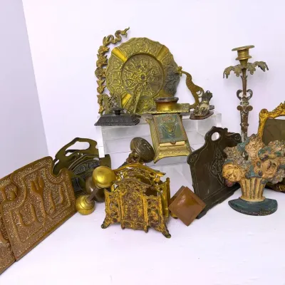 Antique Metalware - Bradley & Hubbard Letter Holders, Door Knobs, Candleholders & More