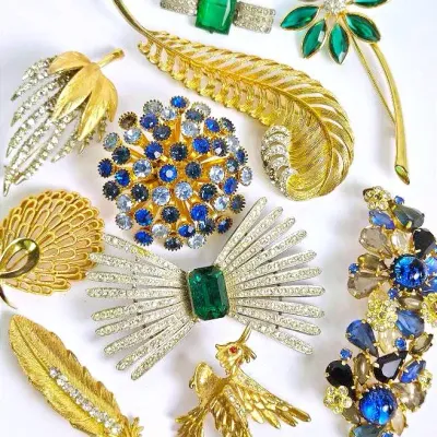 Vintage Austrian Crystal, Kramer, Crown Trifari Rhinestone Brooches