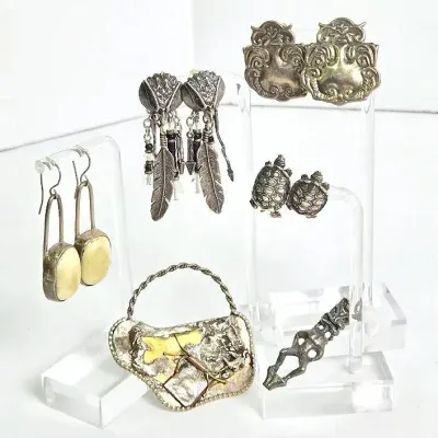 Sterling Silver Figural Earrings, Pendant, Artisan Brooch, More