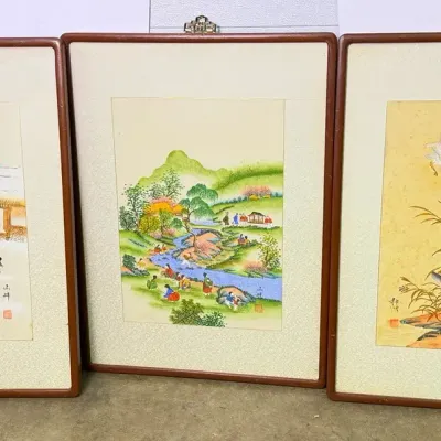 Asian Hand Colored Prints - 25x18"