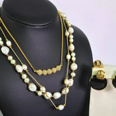 Swarovski Crystal Necklace, Dior & Givenchy Earrings, Cultured Pearl Necklaces